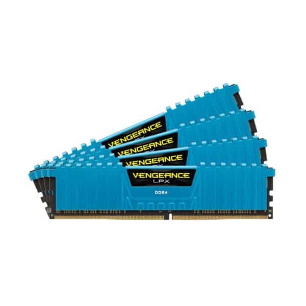 Corsair VENGEANCE LPX 16GB (4 x 4GB) DDR4 DRAM 2400MHz CL14 1.2V CMK16GX4M4A2400C14B Memory Kit  Blue